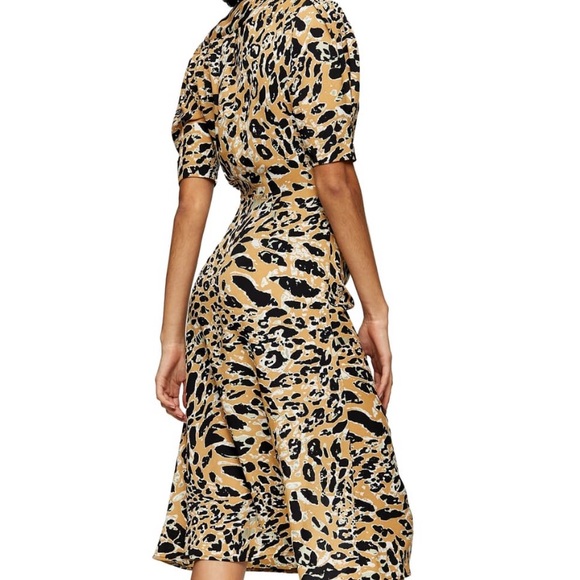 NWT TopShop Leopard Print Mock Wrap Midi Dress - Picture 2 of 10